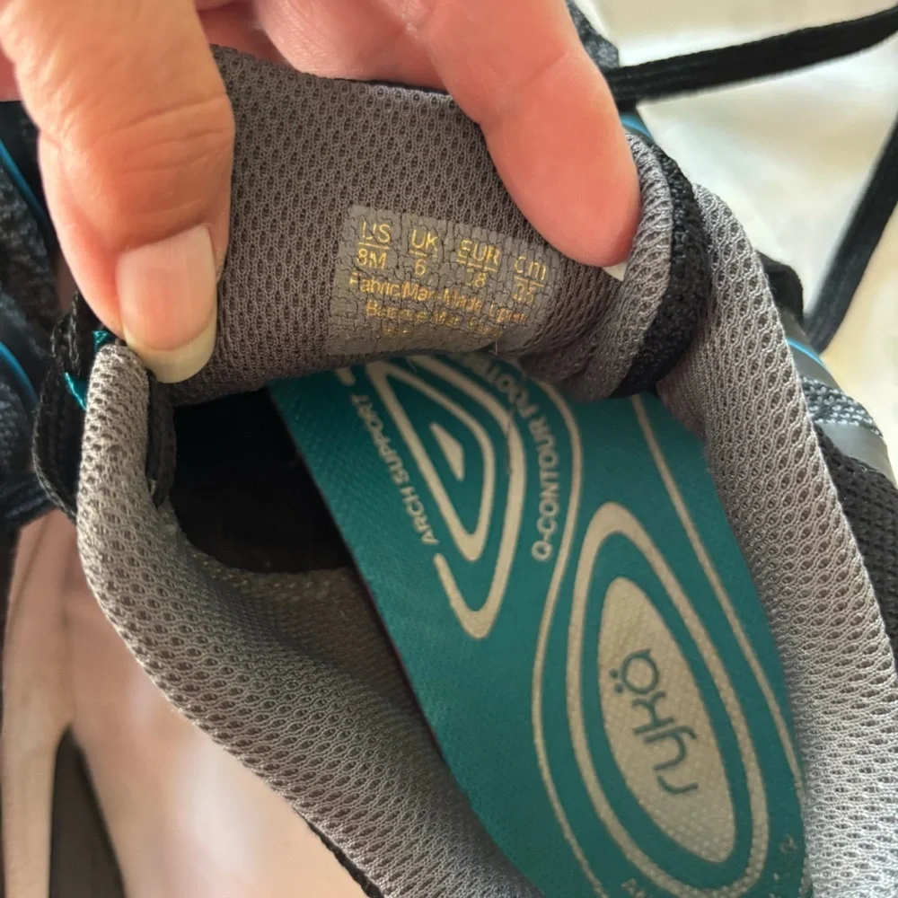 Ryka Exuberant Black Turquoise Walking Sneakers SZ 8 M Worn 2X